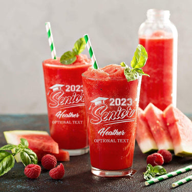 Custom 16 oz Pint Glass Graduation | Personalized Name/Text Beer Glass